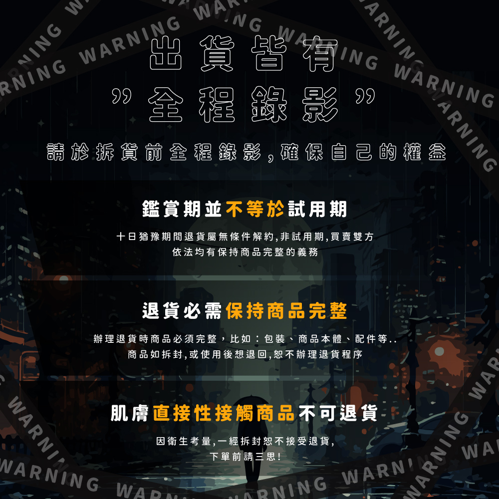 辦理退貨時商品必須完整,比如包裝、商品本體、配件等..