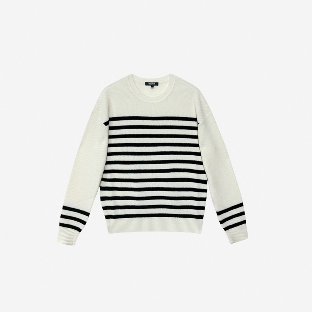 mia mia 撞色條紋緹花針織衫優惠推薦