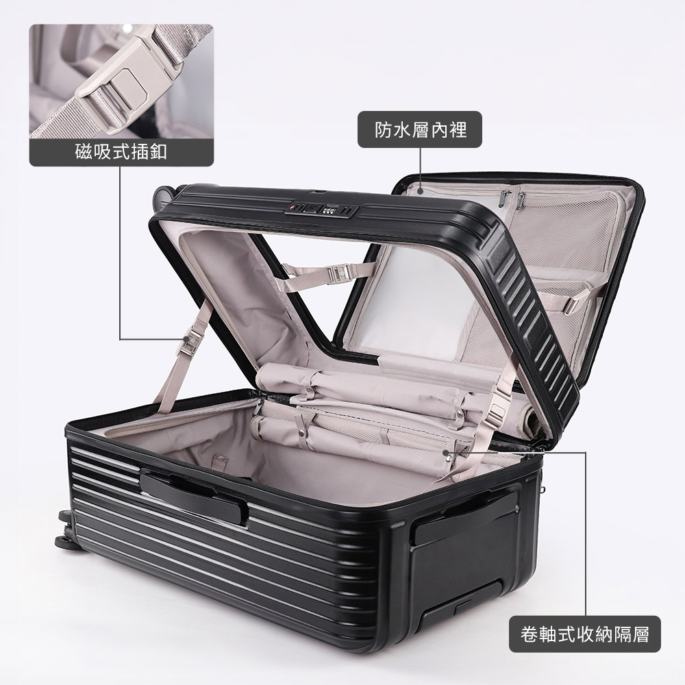防水層內裡 磁吸式插釦 卷軸式收納隔層 