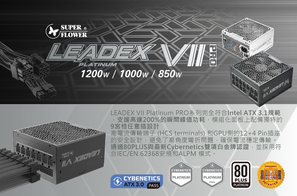 LEADEX VII Platinum PRO系列完全符合Intel ATX 3.1規範