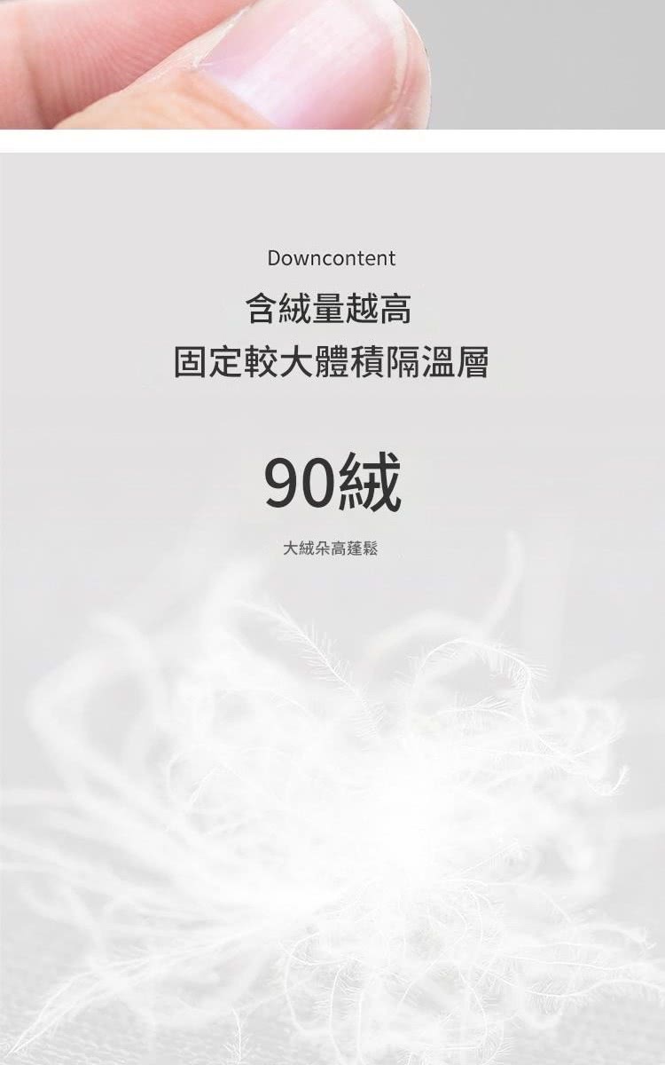 含量越高 固定較大體積隔溫層 大絨朵高蓬鬆 