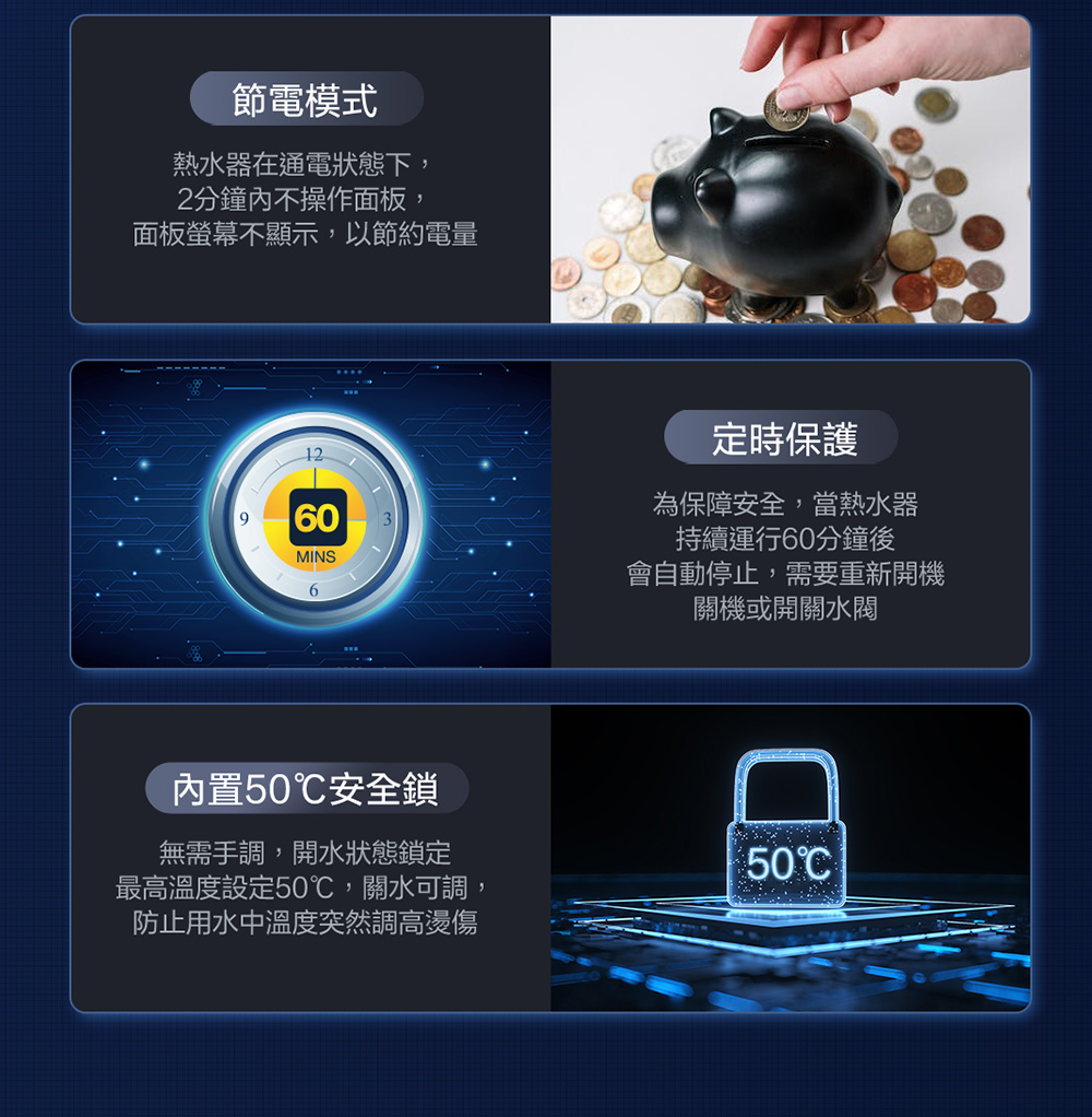 最高溫度設定50,關水可調,