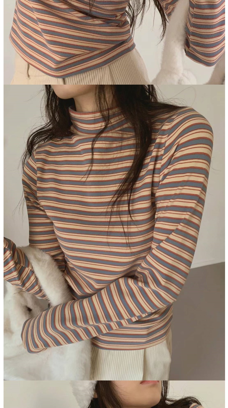 創翊韓都 正韓T恤 立領條紋長袖T恤ROS1039-創翊韓都