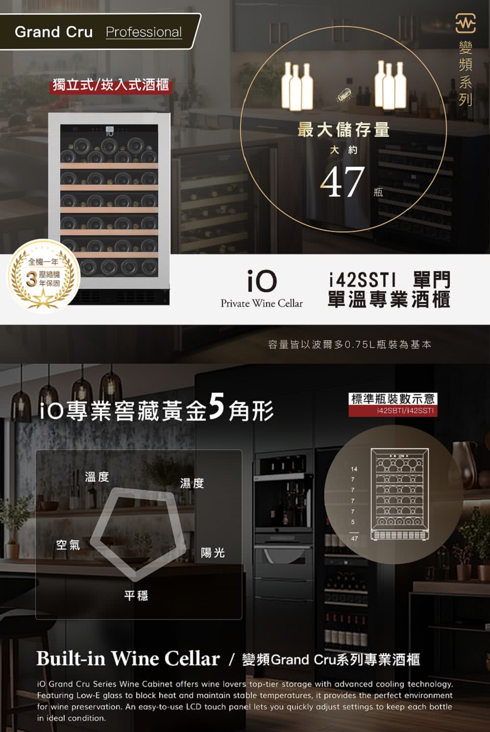 Builtin Wine Cellar變頻Grand Cru系列專業酒櫃