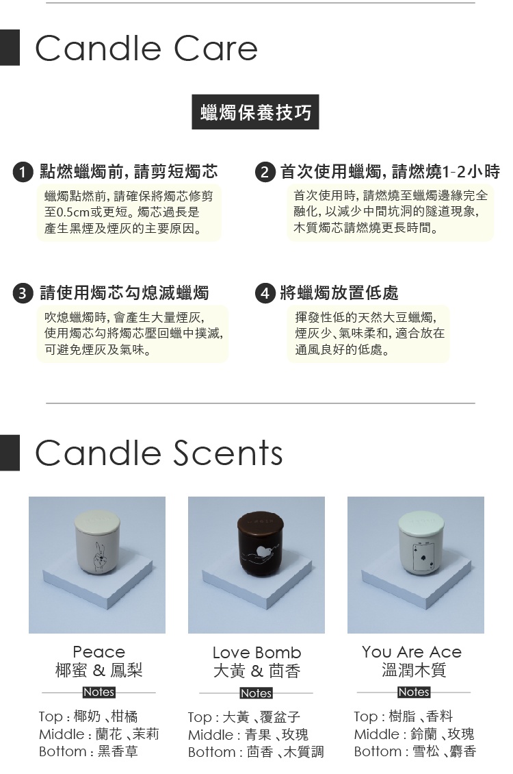 首次使用時, 請燃燒至蠟燭邊緣完全