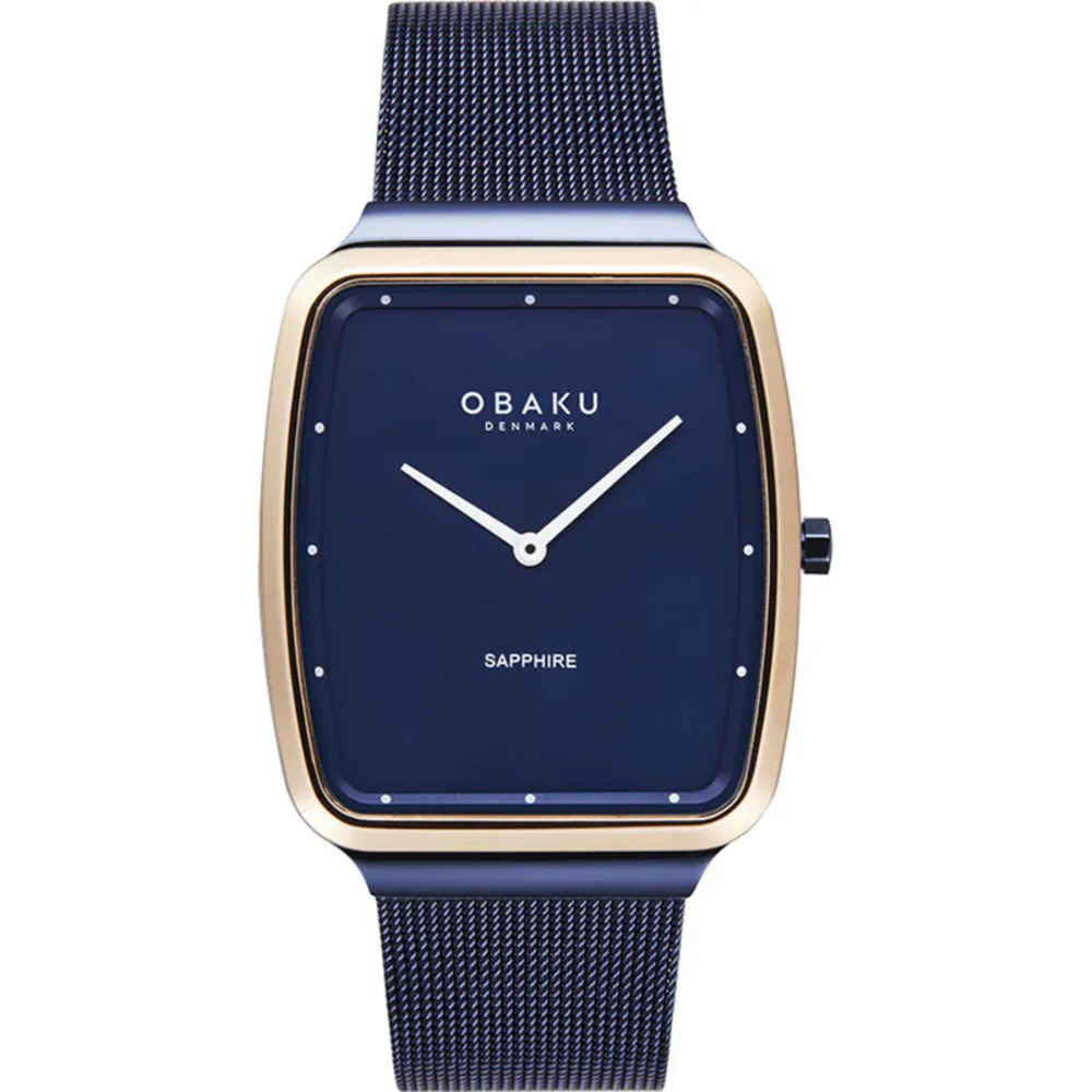 OBAKU 蔚藍之海時尚簡約腕錶-經典藍X金(V267GXS