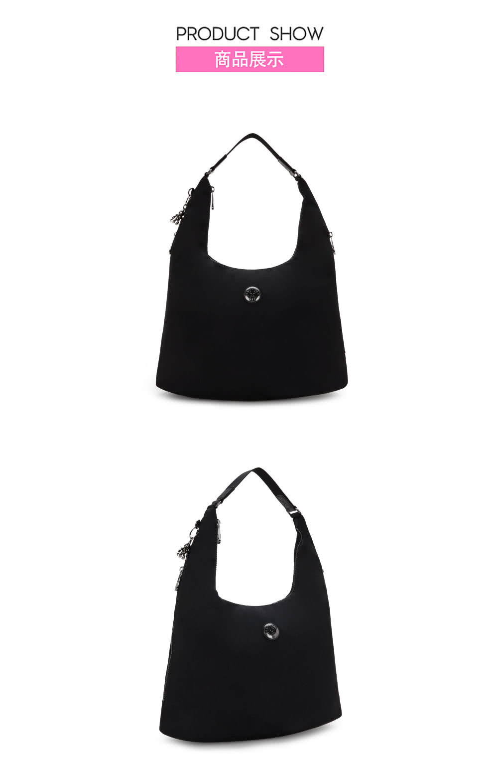 KIPLING官方旗艦館 經典百搭黑彎月形手提肩背包-EAN KIPLING官方旗艦館 經典百搭黑彎月形手提肩背包-EAN