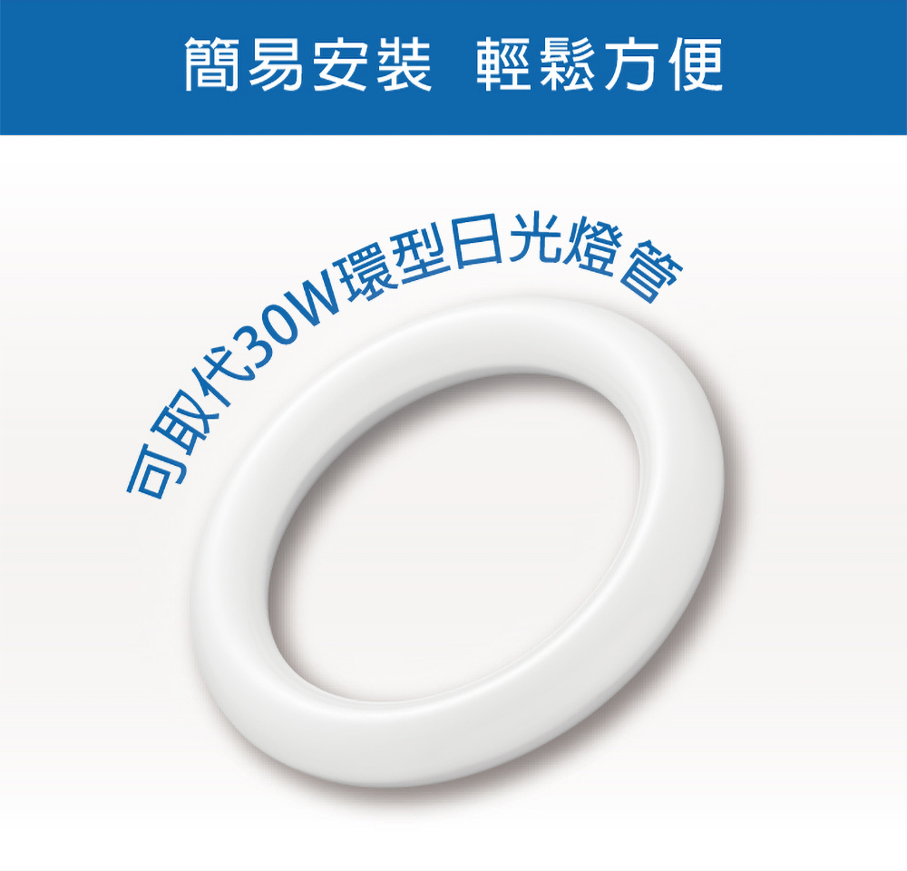 簡易安裝 輕鬆方便 可取代30W環空白元燈管 