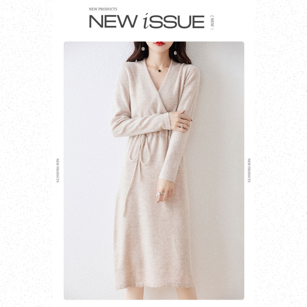 Very Buy 非常勸敗 預購/收腰繫帶時尚V領針織羊毛洋