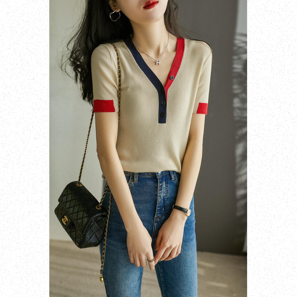 Very Buy 非常勸敗 預購/春夏V領短袖女羊毛衫寬鬆短