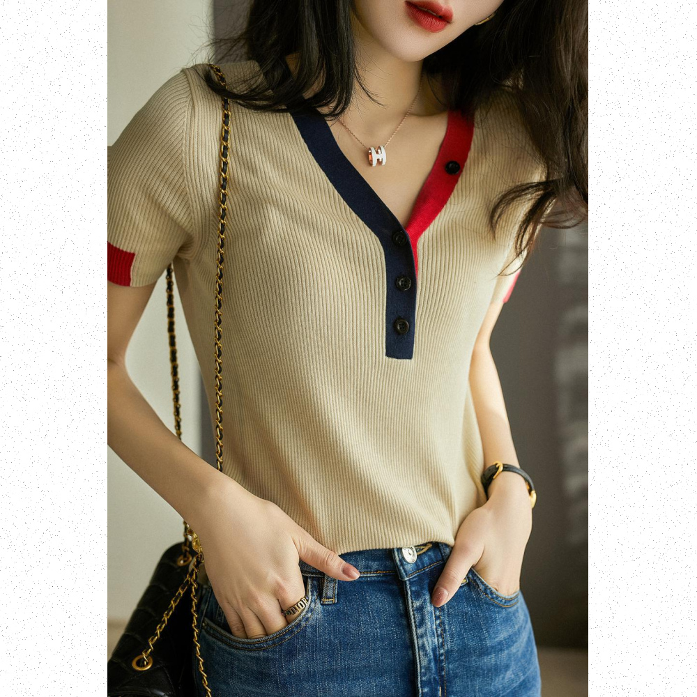 Very Buy 非常勸敗 預購/春夏V領短袖女羊毛衫寬鬆短