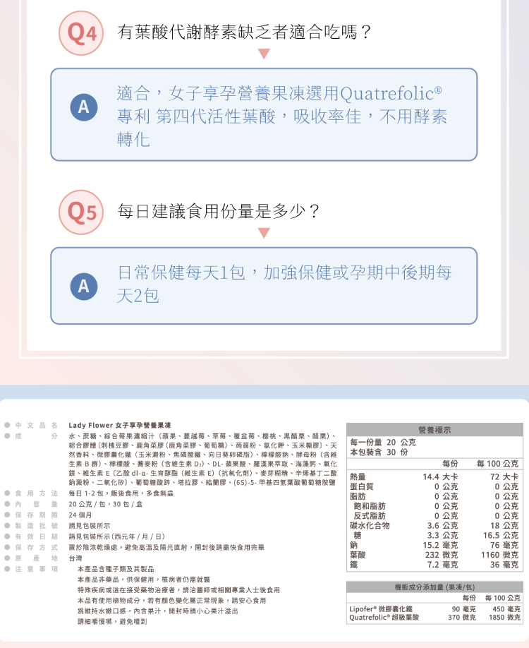 生素 B 群、檸檬酸、蕎麥粉含維生素Ds、DL蘋果酸、羅漢果萃取、海藻鈣、氧化