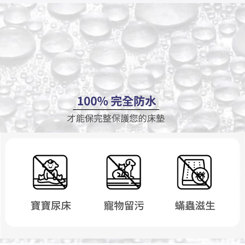 100%完全防水 才能保完整保護您的床墊 寶寶尿床 寵物留污 蟎蟲滋生 