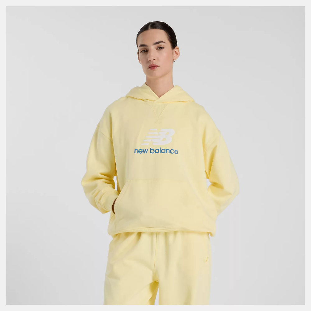 NEW BALANCE NB 長袖上衣 女 帽T 美規 黃 