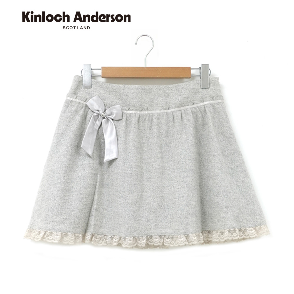 Kinloch Anderson 毛呢拼接蕾絲邊蝴蝶結短裙 