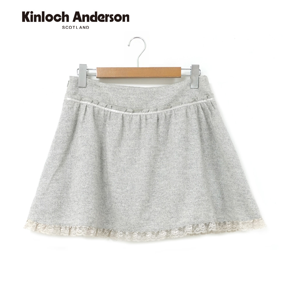 Kinloch Anderson 毛呢拼接蕾絲邊蝴蝶結短裙 