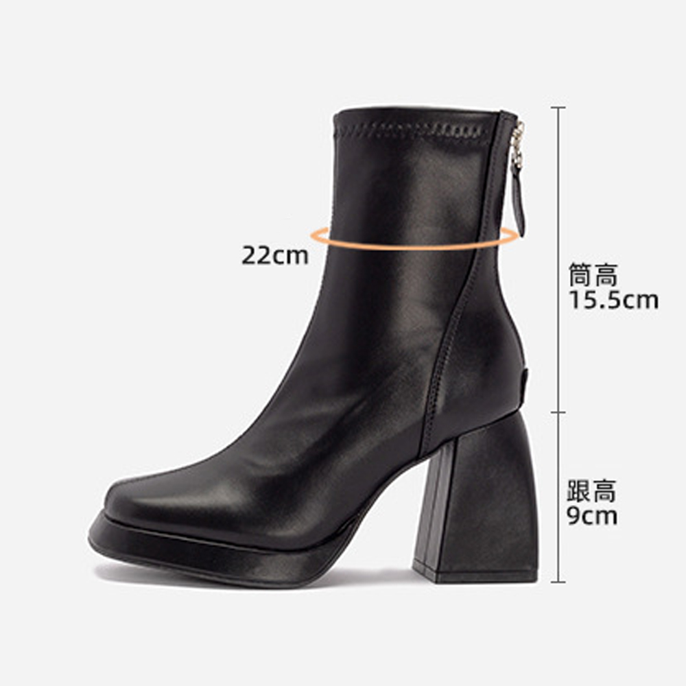 JP Queen New York 時尚女郎顯瘦女款方頭粗高