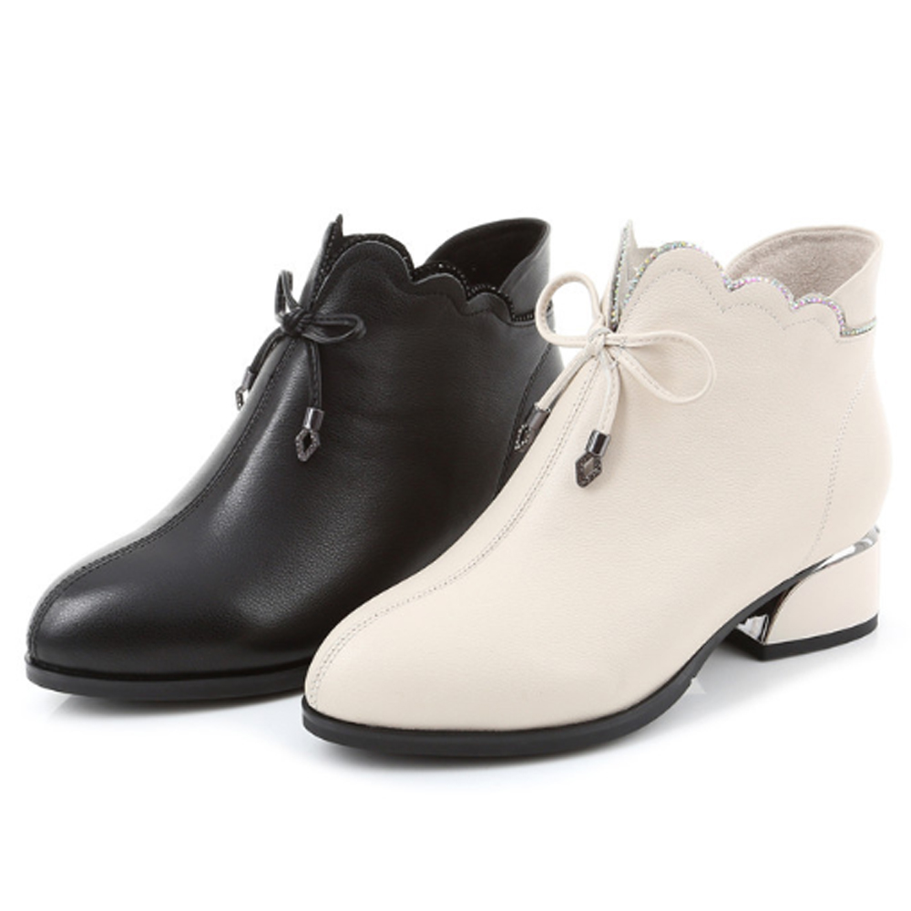 JP Queen New York 蝴蝶結花邊真皮女款大尺碼