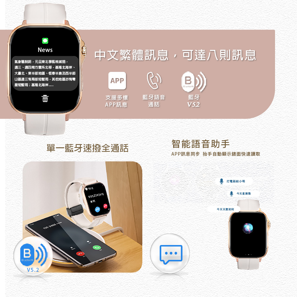 APP訊息同步 抬手自動顯示錶面快速讀取