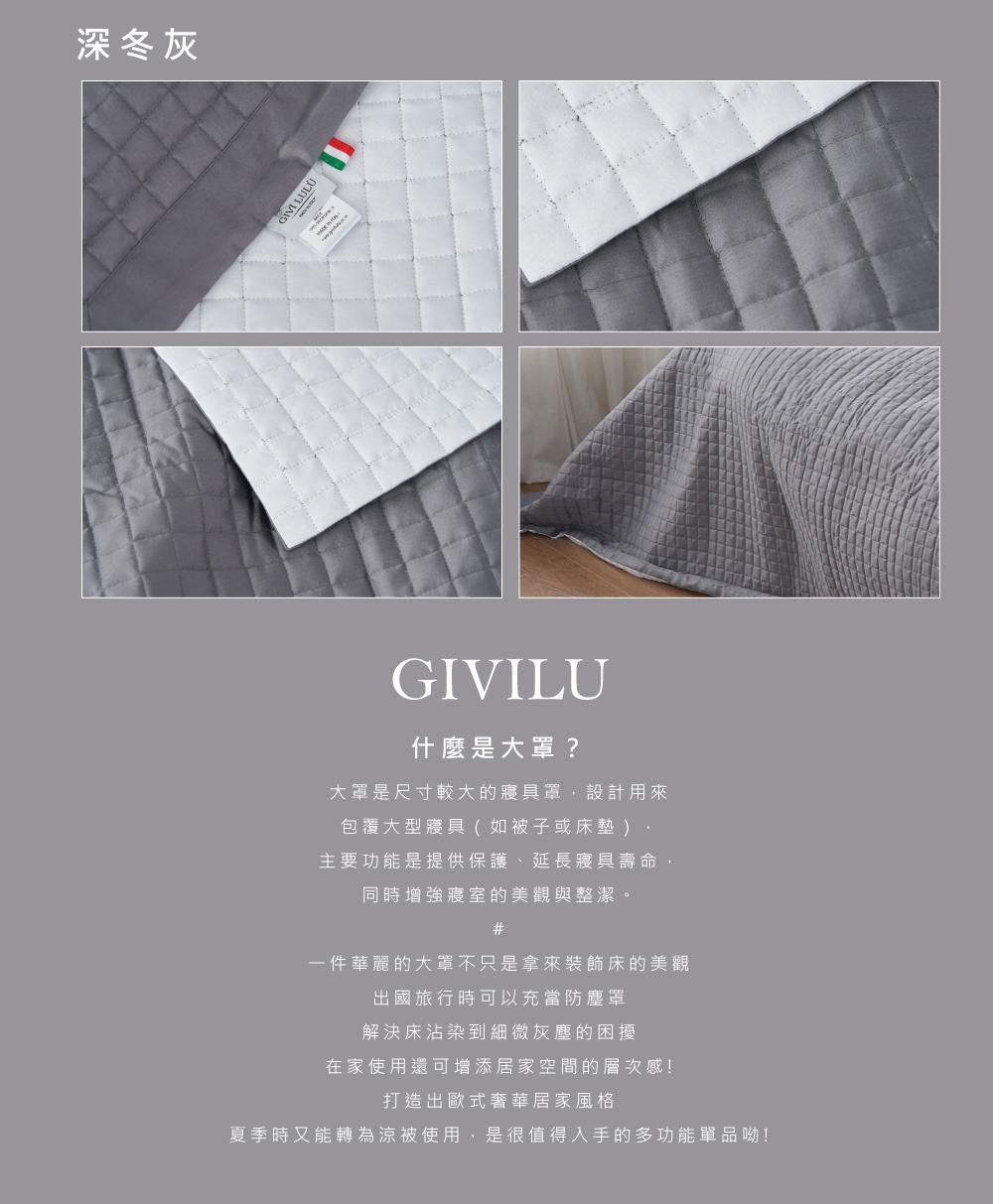 Pillove 義大利進口吉薇鋪棉歐式大罩-2色(260X2