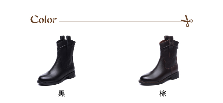 Vecchio 真皮中筒靴 粗跟中筒靴/真皮頭層牛皮經典復古