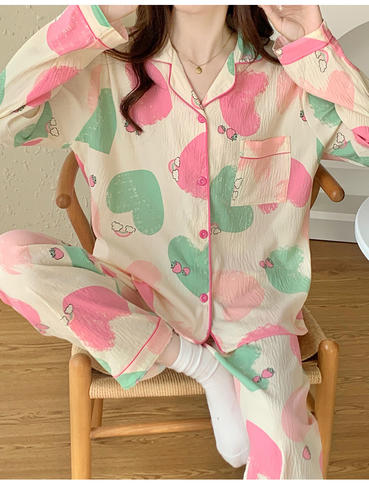 K.W. 現貨棉稠愛心多巴胺炫彩休閒家居服套裝(共1色)好評