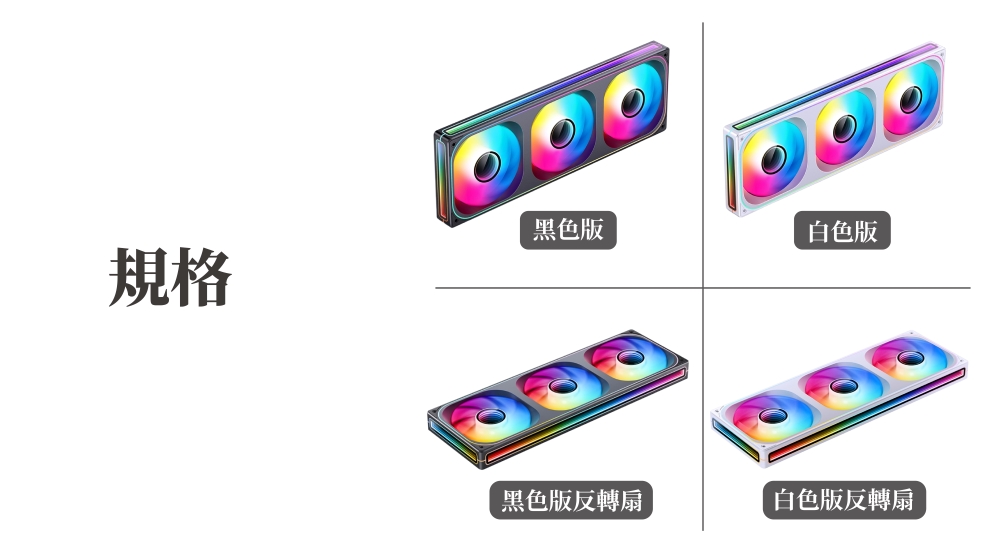 黑色版 白色版 規格 黑色版反轉扇 白色版反轉扇 