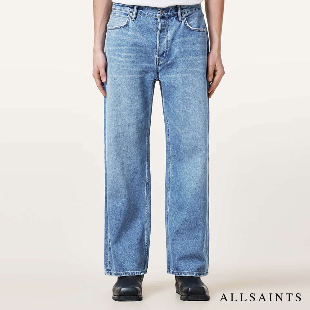ALLSAINTS LENNY 寬鬆高腰直筒牛仔褲寬褲-藍 