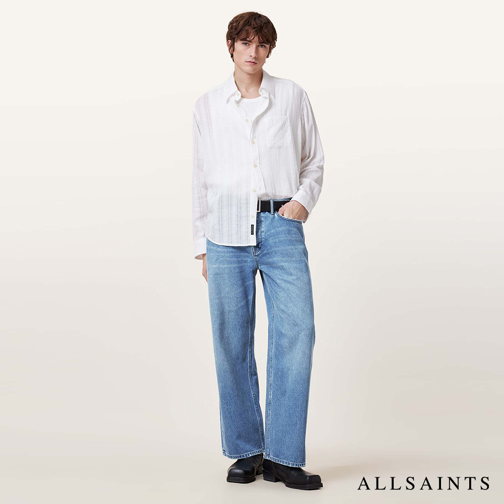 ALLSAINTS LENNY 寬鬆高腰直筒牛仔褲寬褲-藍 