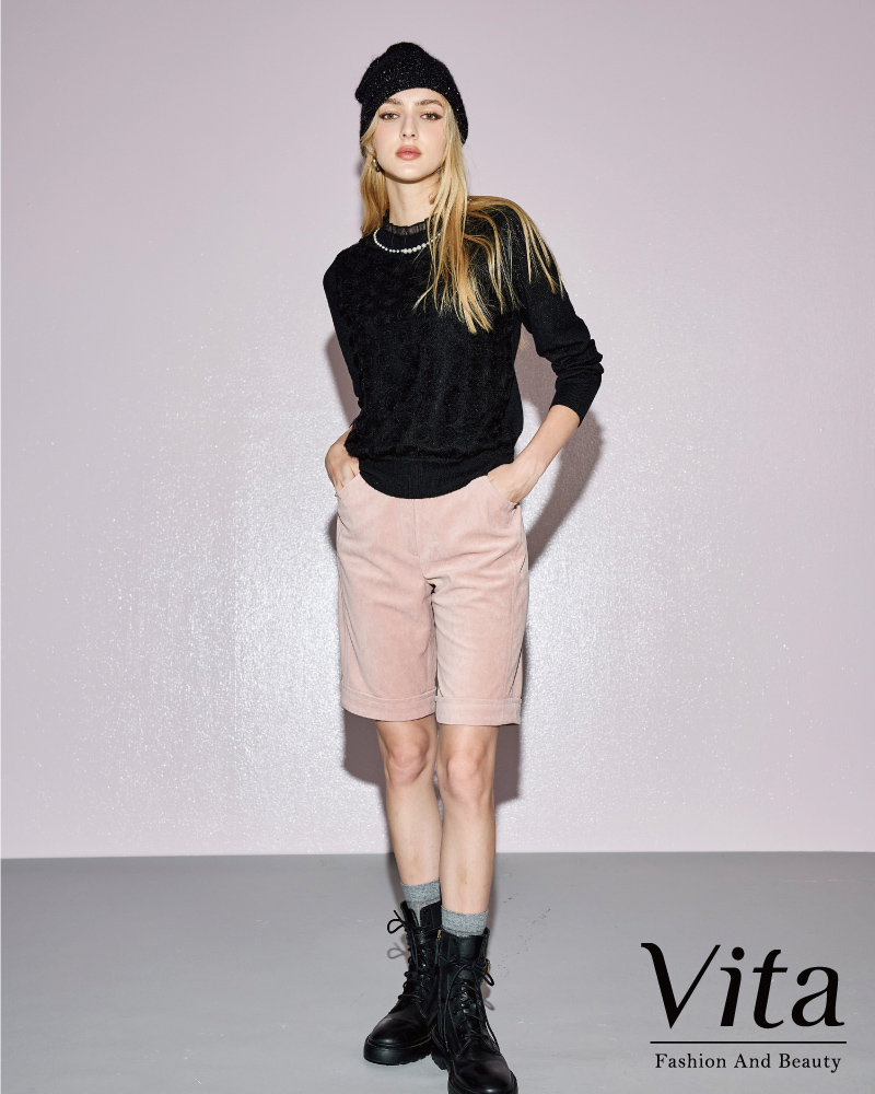 MYSHEROS 蜜雪兒 VITA 絨布造型短褲 前釦拉鍊後