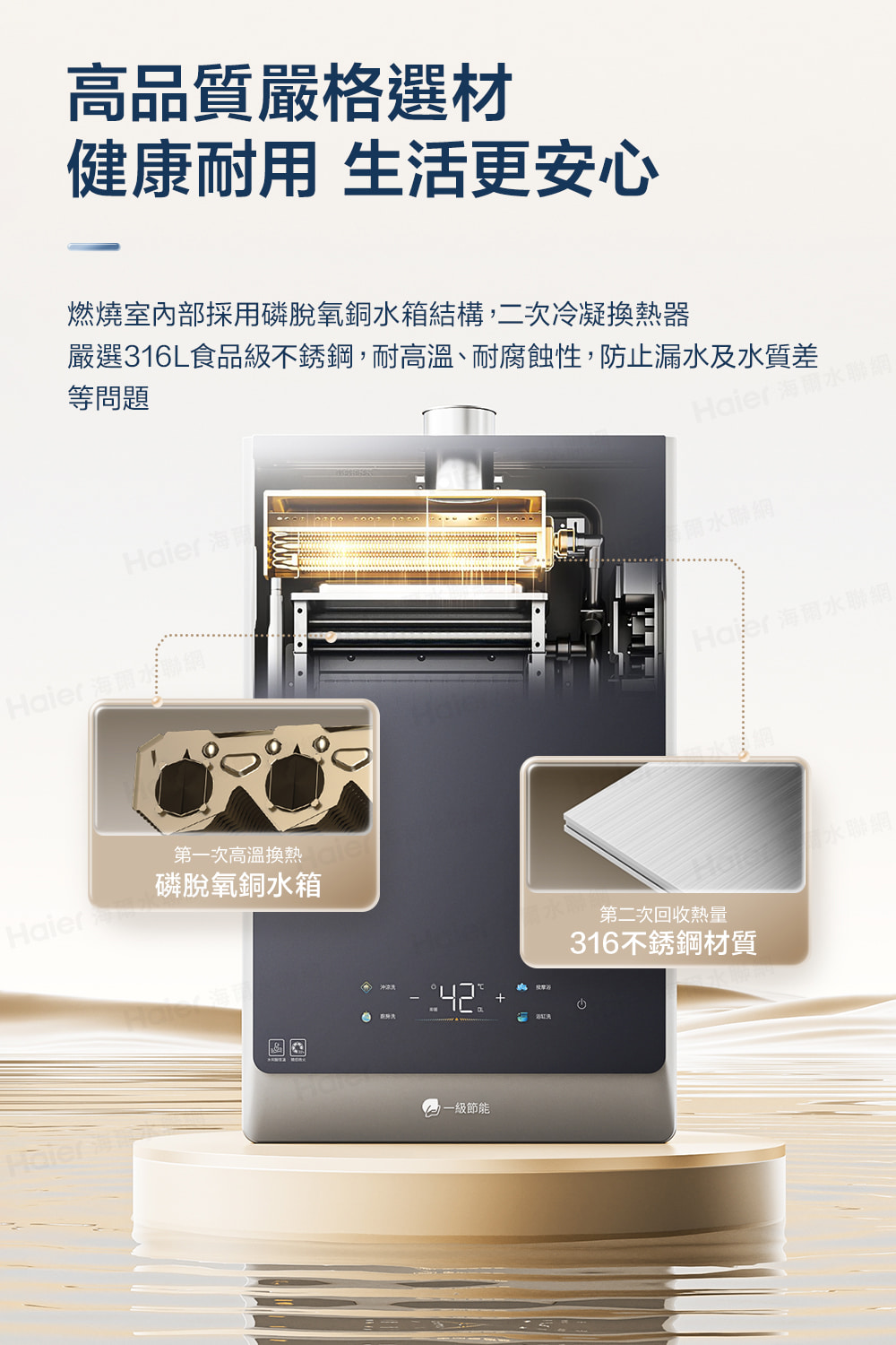 嚴選316L食品級不銹鋼,耐高溫、耐腐蝕性,防止漏水及水質差