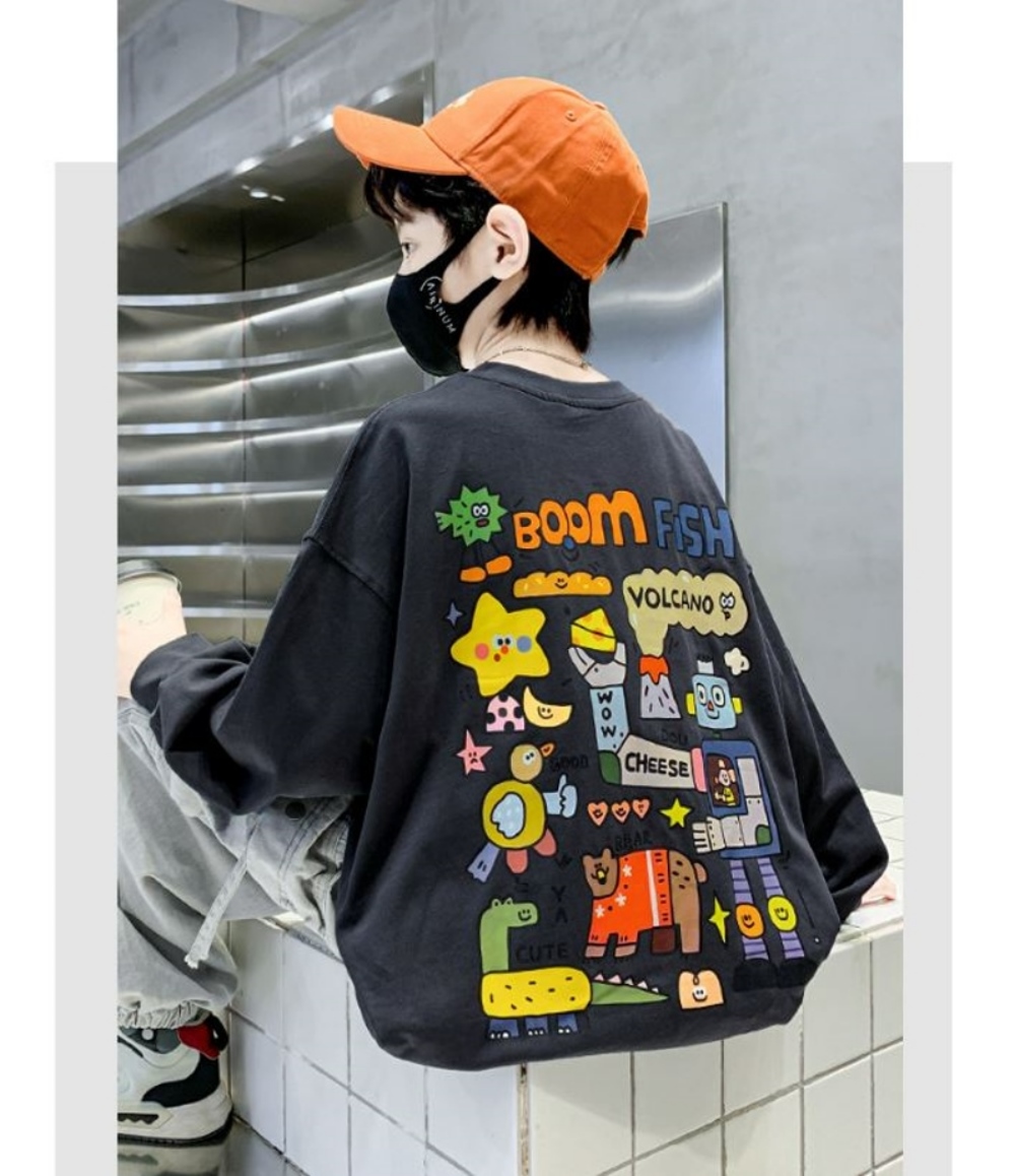 UniKids 現貨 中大童裝160碼長袖T恤 萌趣插畫設計