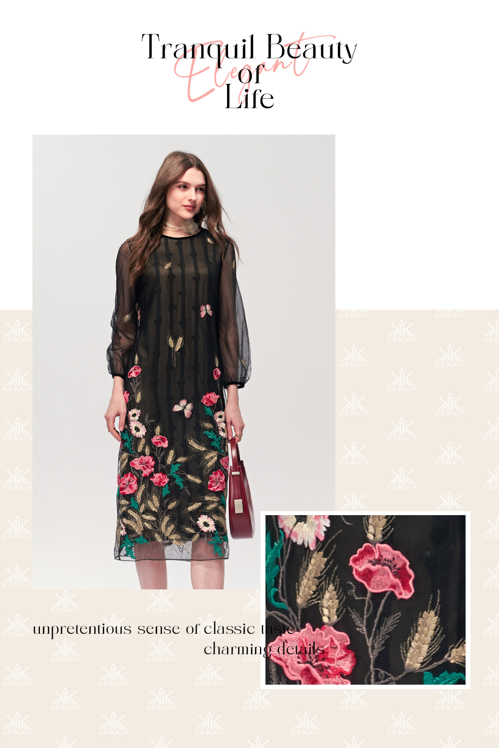 KERAIA 克萊亞 麥穗花田蝴蝶刺繡洋裝 推薦