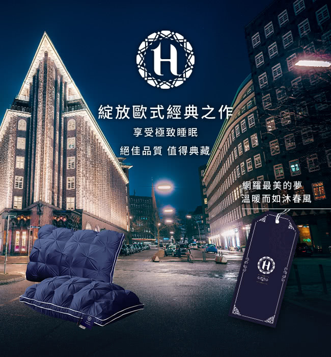 Hilton 希爾頓 白鵝羽毛輕柔立體羽絨枕/藍色(枕頭/羽