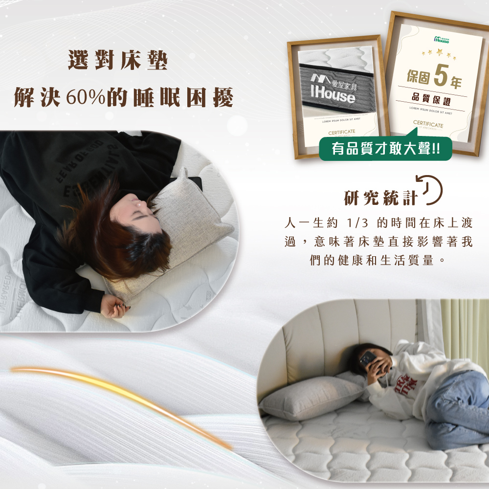 IHouse 卡洛斯 5尺捲包床墊 2線護邊 紅外線機能床墊