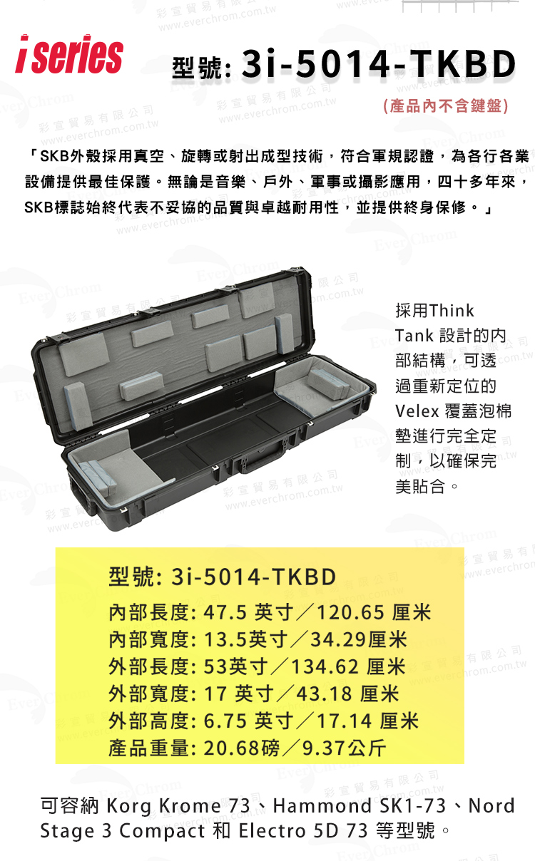 SKB Cases 3i-5014-TKBD鍵盤氣密箱(彩宣