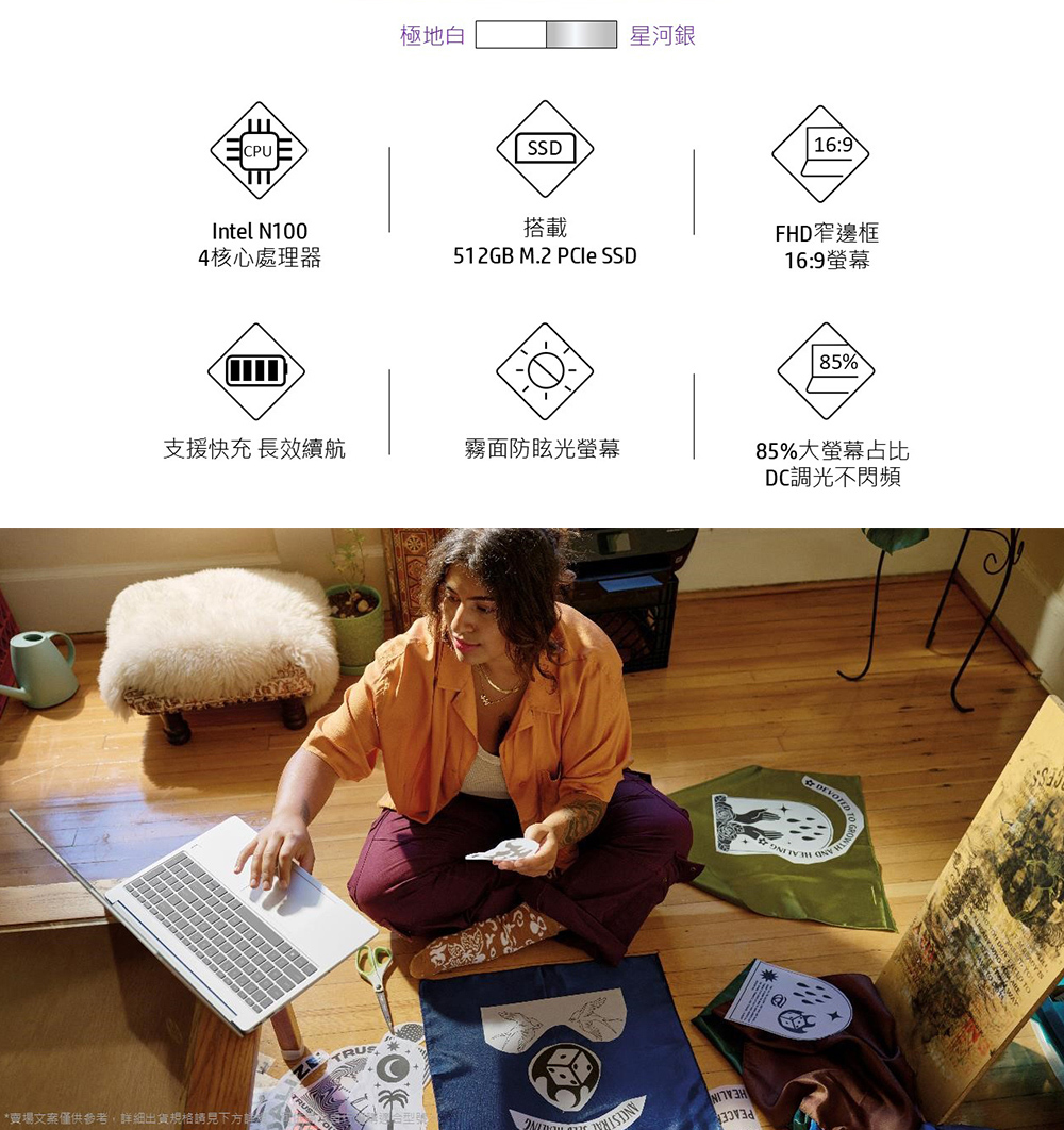 HP 惠普 15吋 N100輕薄文書筆電(15-fd0445