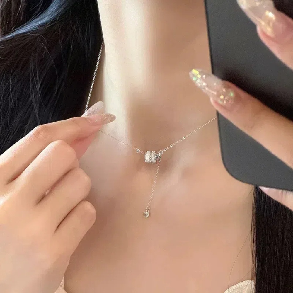 A&R S925純銀輕奢個性天然白貝母+鋯石小蠻腰項鍊(招財