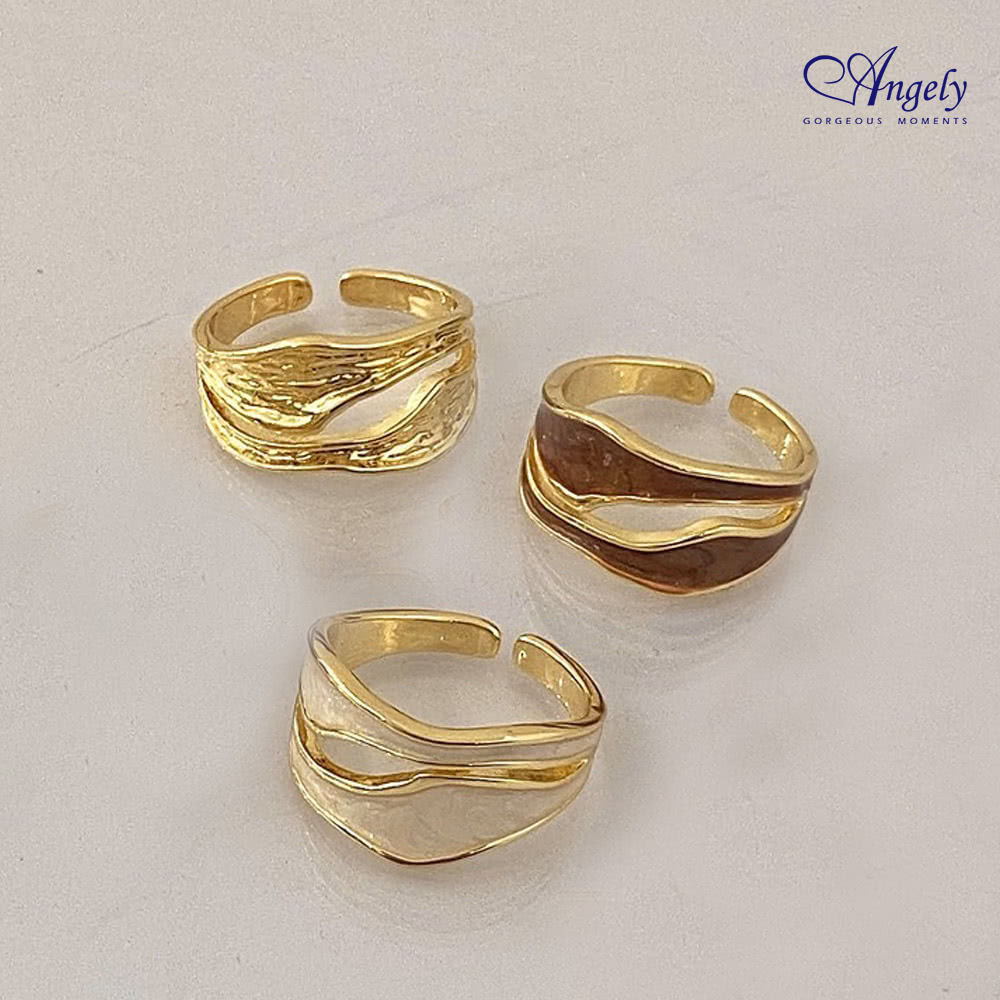 Angely 時尚扭曲雙層戒指好評推薦