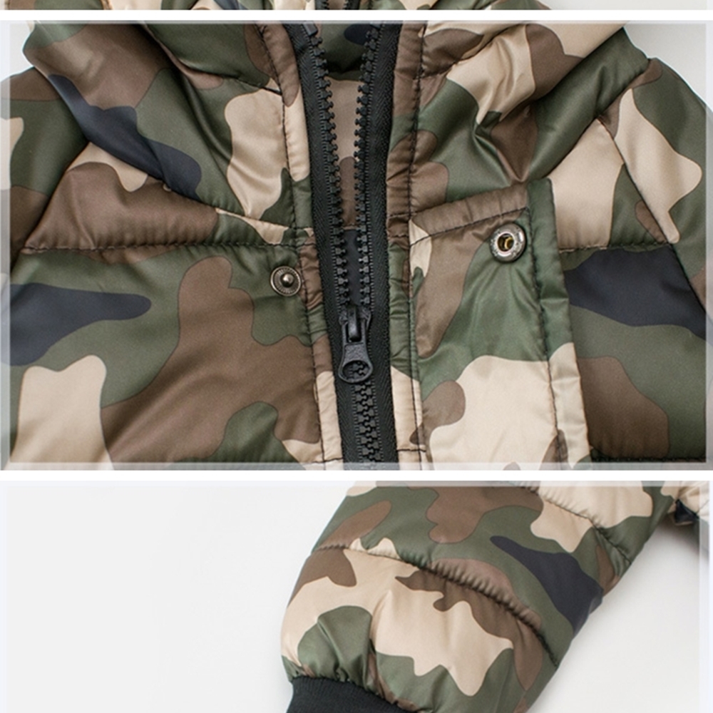 橘魔法 男孩迷彩長版連帽外套(拉鍊外套 鋪棉外套 麵包服 厚