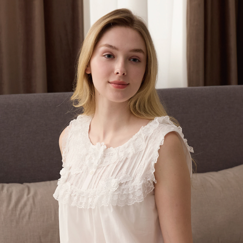 La Felino 羅絲美 天空柔情100%棉無袖洋裝睡衣(