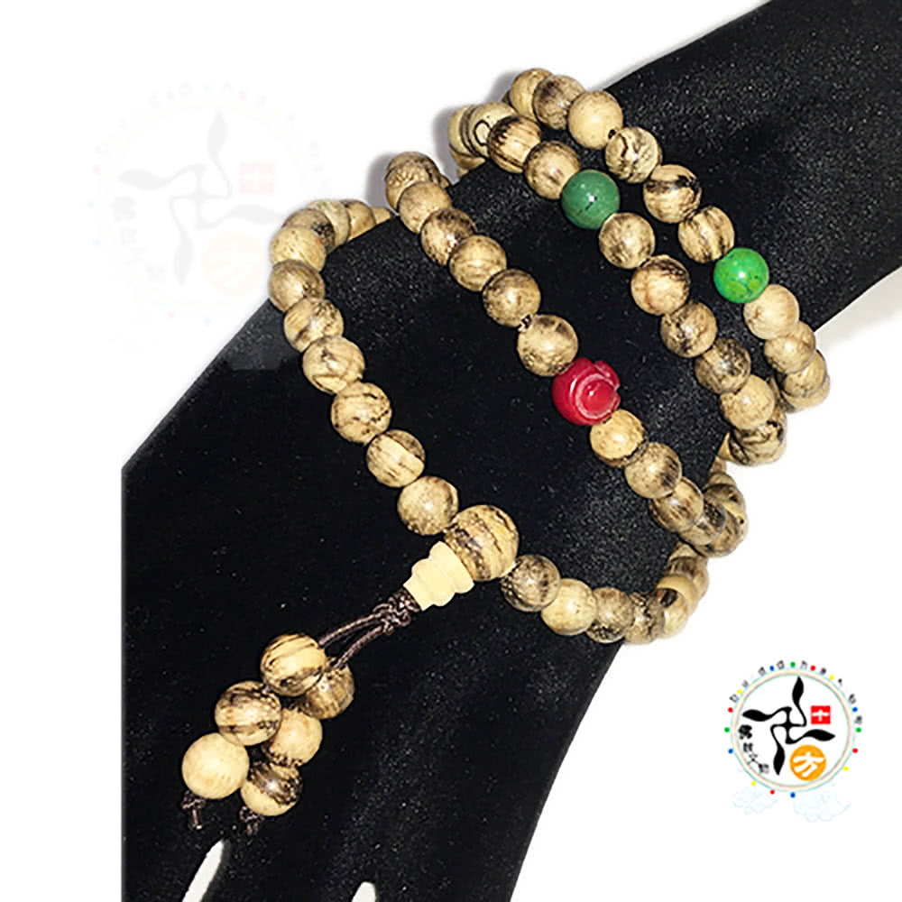 十方佛教文物 綠松石+白沙沉108念珠6mm(平安吉祥)折扣