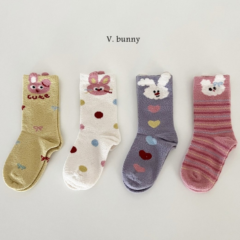 韓國 V.Bunny 繽紛兔兔立體耳朵造型短襪4雙組(TM2