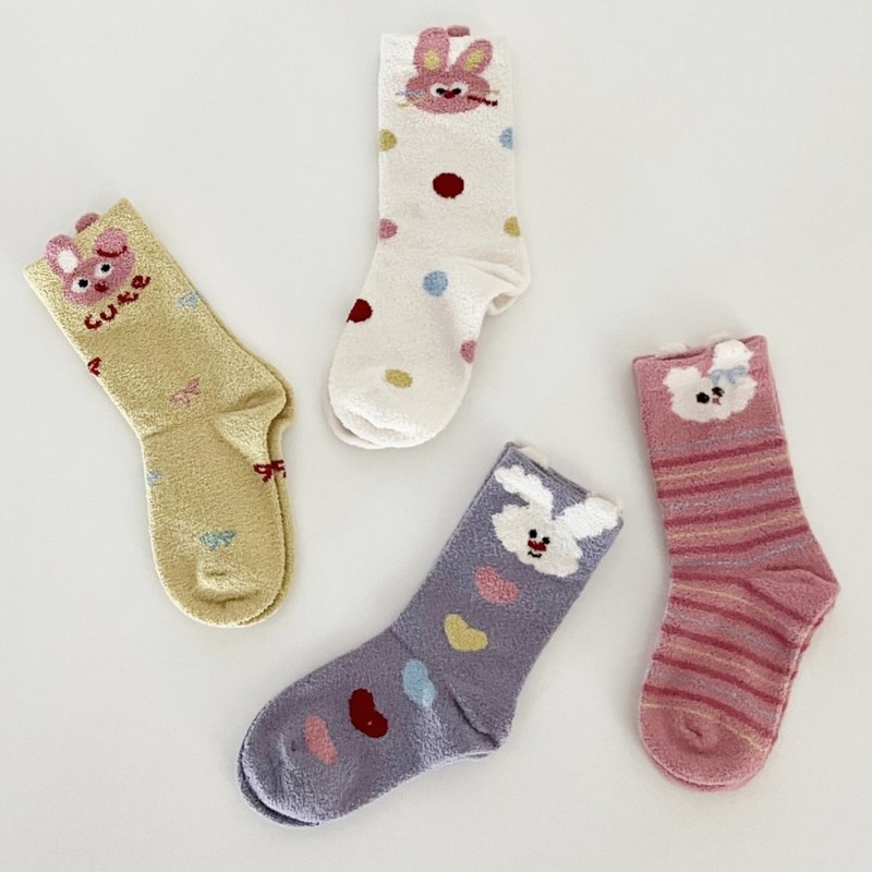 韓國 V.Bunny 繽紛兔兔立體耳朵造型短襪4雙組(TM2