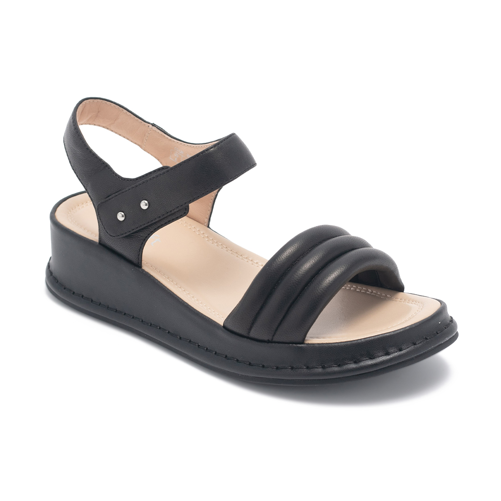 Easy Spirit IJN 多層寬帶魔鬼氈涼鞋(黑色)好