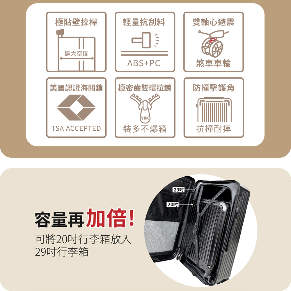 可將20吋行李箱放入