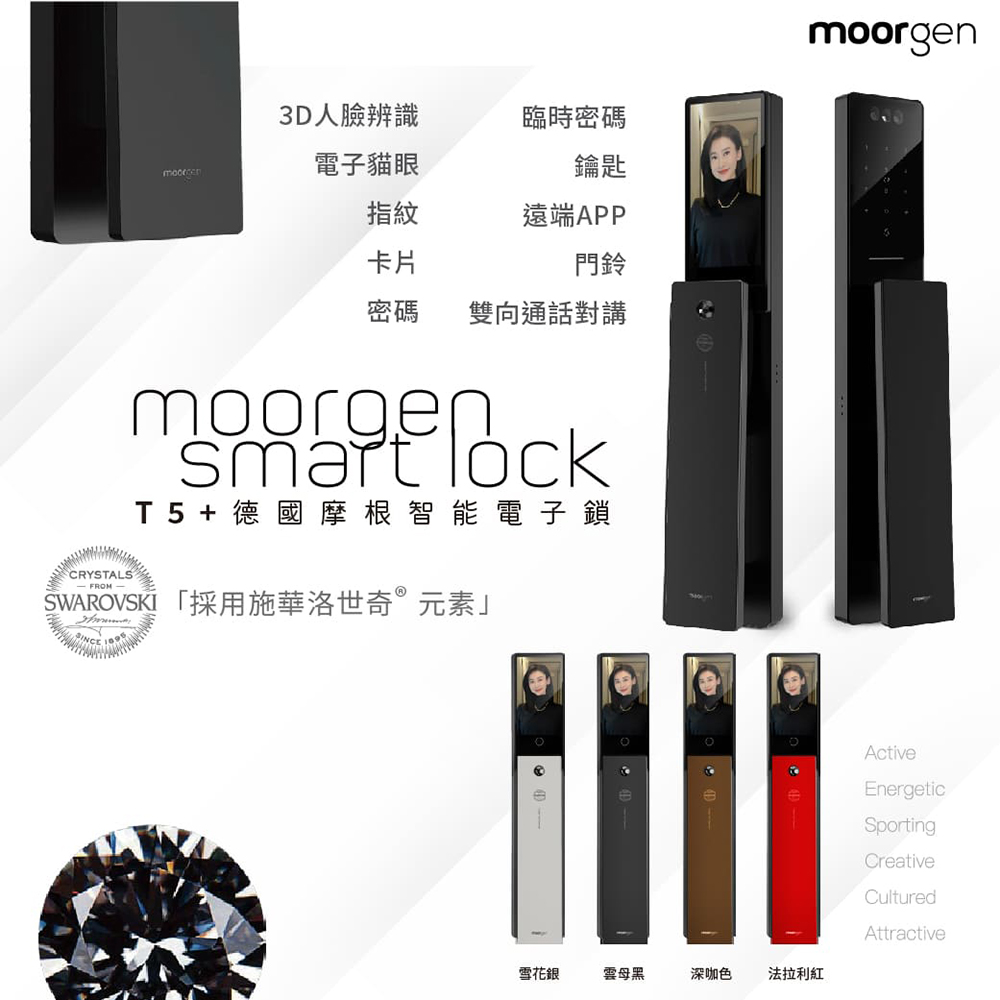 德國摩根moorgen T5+電子鎖 人臉辨識(電子貓眼八合