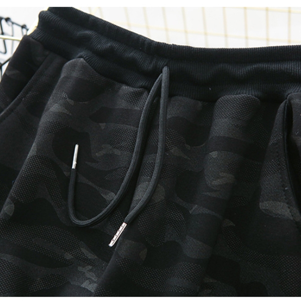 橘魔法 迷彩雙口袋細刷絨縮口長褲(褲子 大童 縮口褲 運動褲