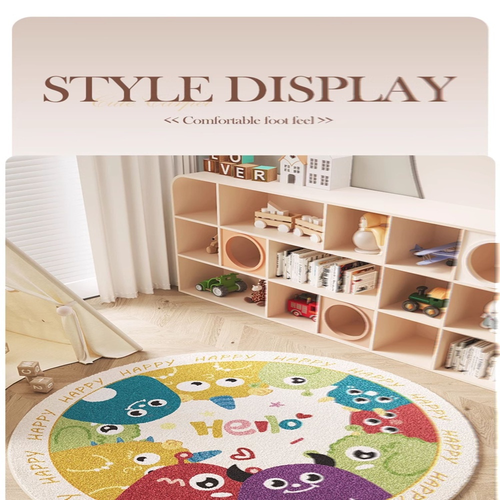 慢說家居旗艦店 兒童卡通 圓形地毯 書房床邊毯地墊直徑140