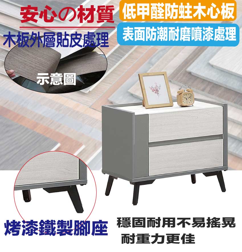 文創集 維法1.7尺二抽床頭櫃好評推薦